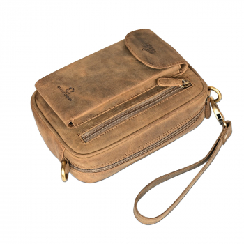 Leder Handgelenktasche für Unisex aus Rindleder 23- (147A) Herrentasche echtes Leder Tasche Bag Neu